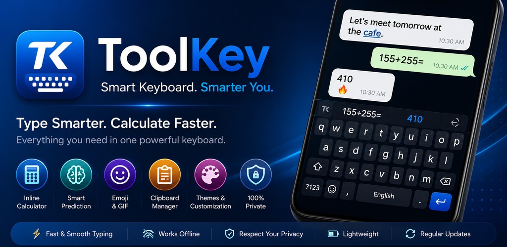 ToolKey smart keyboard showing inline calculation